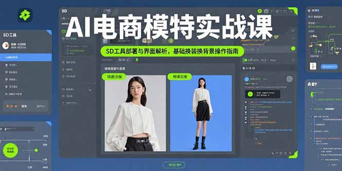 AI电商模特实战课，SD工具部署与界面解析，基础换装换背景操作指南-迦哆网创社
