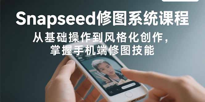 Snapseed修图系统课程：从基础操作到风格化创作，掌握手机端修图技能-迦哆网创社