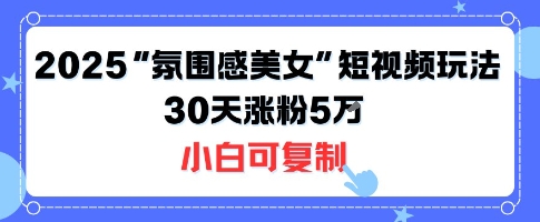 不露脸也能火！2025“氛围感美女”短视频玩法，30天涨粉5W小白可复制-迦哆网创社