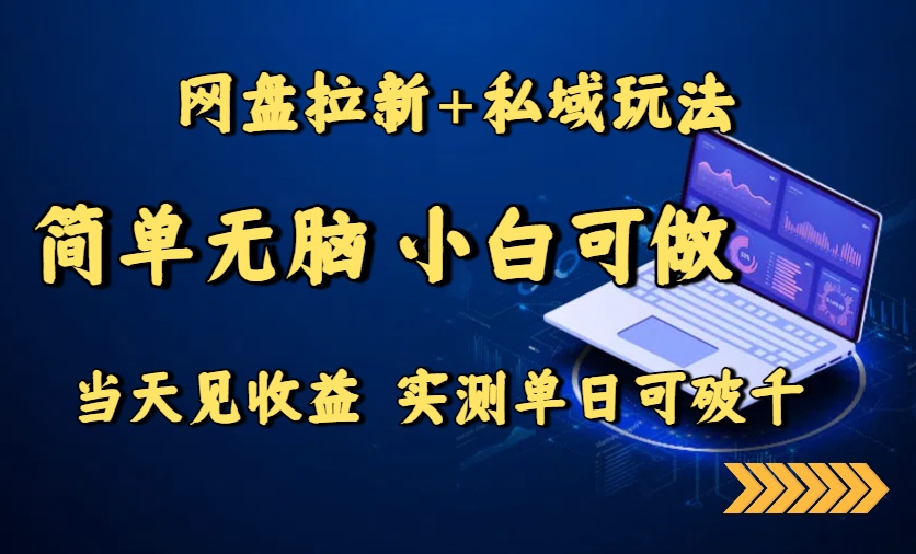 网盘拉新+私域玩法，简单无脑，小白可做，当天见收益，实测单日可破千-迦哆网创社