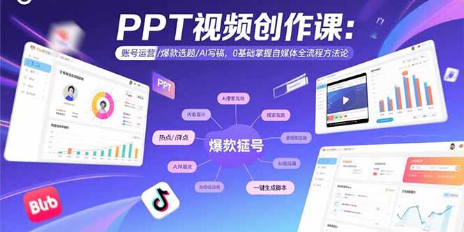 PPT视频创作课：账号运营/爆款选题/AI写稿，0基础掌握自媒体全流程方法论-迦哆网创社