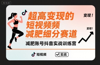 超高变现的短视频减肥细分赛道，减肥账号抖音实战训练营-迦哆网创社