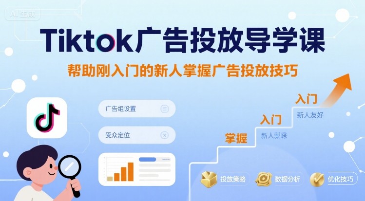 Tiktok广告投放导学课，帮助刚入门的新人掌握广告投放技巧-迦哆网创社