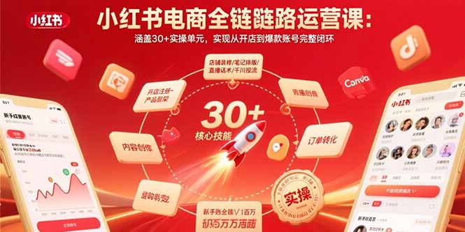 小红书电商全链路运营课：涵盖30+实操单元，实现从开店到爆款账号完整闭环-迦哆网创社