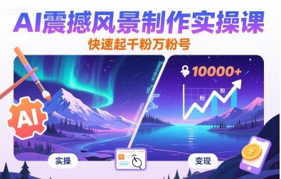 AI震撼风景制作实操课，快速起千粉万粉号-迦哆网创社
