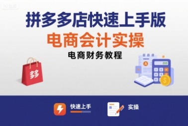 拼多多店快速上手版电商会计实操-电商财务教程-迦哆网创社