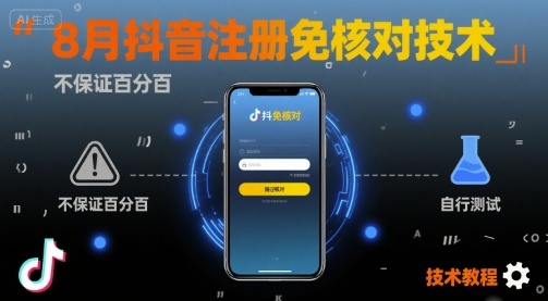 8月抖音注册免核对技术，不保证百分百，自测-迦哆网创社