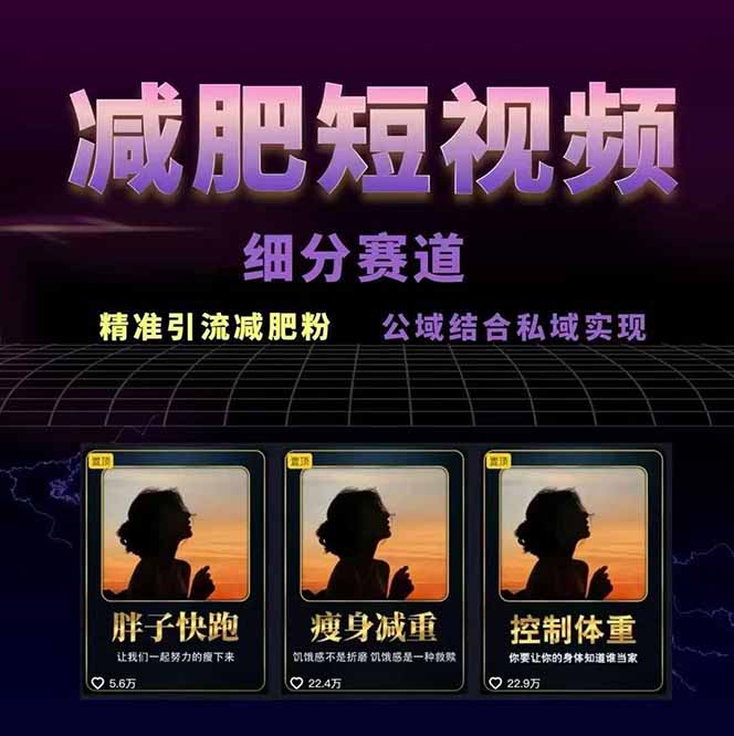 图片[1]-减肥短视频赛道运营课：素材准备-视频制作-引流变现全流程 (附素材-迦哆网创社