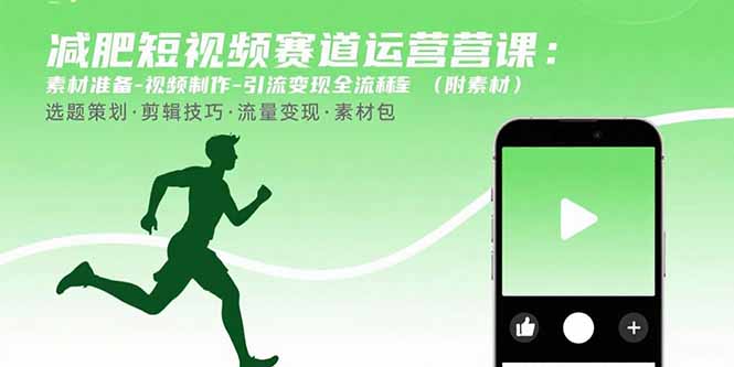 减肥短视频赛道运营课：素材准备-视频制作-引流变现全流程 (附素材-迦哆网创社