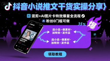 抖音小说推文干货实操分享，混剪+AI图片卡特效爆量全流程，0粉丝0门槛可做-迦哆网创社