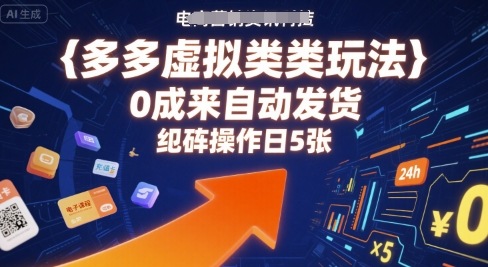 多多虚拟类目玩法，0成本全自动发货，矩阵操作日5张-迦哆网创社