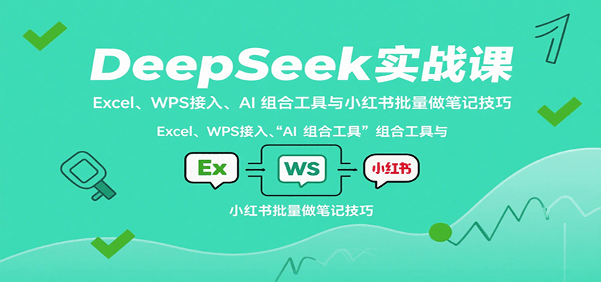 DeepSeek实战课：Excel、WPS接入、AI 组合工具与小红书批量做笔记技巧-迦哆网创社