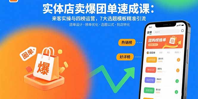 实体店卖爆团单速成课：来客实操与四榜运营，7大选题模板精准引流-迦哆网创社