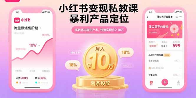 小红书变现私教课,暴利产品定位,高转化内容生产术,快速实现月入10万-迦哆网创社