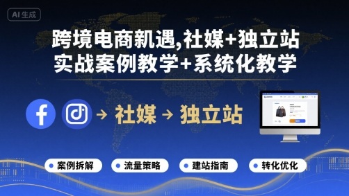 跨境电商新机遇,社媒+独立站,实战案例教学+系统化教学-迦哆网创社