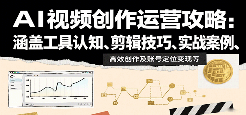 AI视频创作运营攻略：涵盖工具认知、剪辑技巧、实战案例、高效创作及账号定位变现等-迦哆网创社