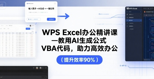 WPS Excel办公精讲课，教用 AI 生成公式，VBA 代码，助力高效办公-迦哆网创社
