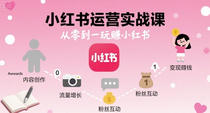小红书运营实战课，从零到一玩賺小红书-迦哆网创社