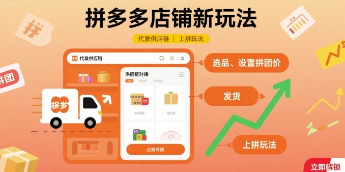 拼多多店铺新玩法，代发供应链上拼玩法-迦哆网创社