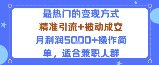 小众赛道玩法:当下最热门的变现方式,精准引流+被动成交月利润5k+操作简单,适合兼职人群-迦哆网创社