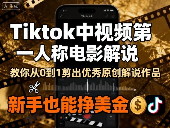 Tiktok中视频第一人称电影解说，教你从0到1剪出一个优秀的原创解说作品，新手也能挣美金-迦哆网创社