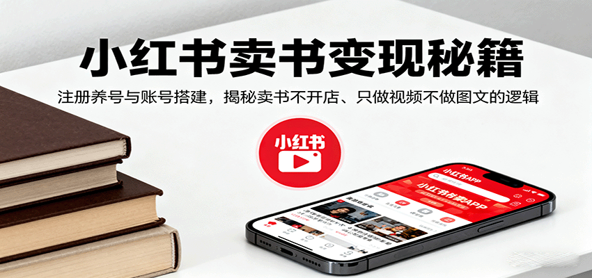 小红书卖书变现秘籍，注册养号与账号搭建，揭秘卖书不开店、只做视频不做图文的逻辑-迦哆网创社