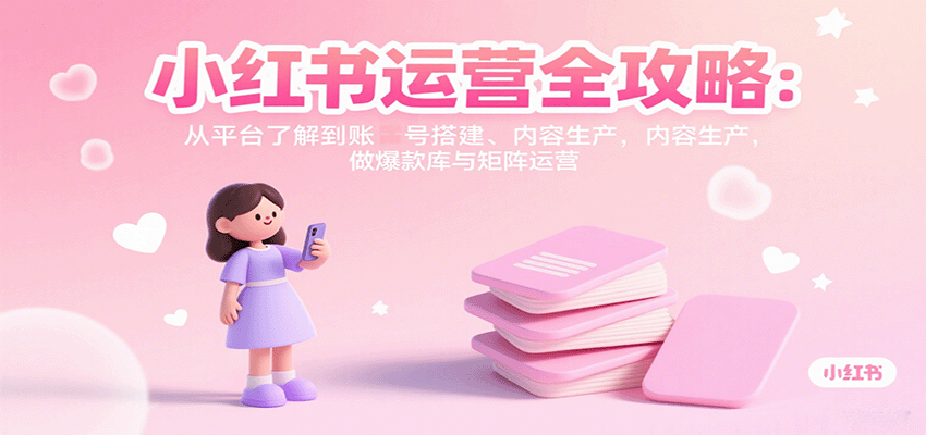 小红书运营全攻略：从平台了解到账号搭建、内容生产，做爆款库与矩阵运营-迦哆网创社
