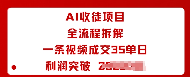 AI收徒项目全流程拆解一条视频成交35单日利润突破1k+-迦哆网创社