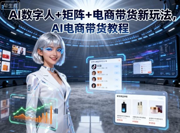 AI数字人+矩阵+电商带货新玩法，AI电商带货教程-迦哆网创社