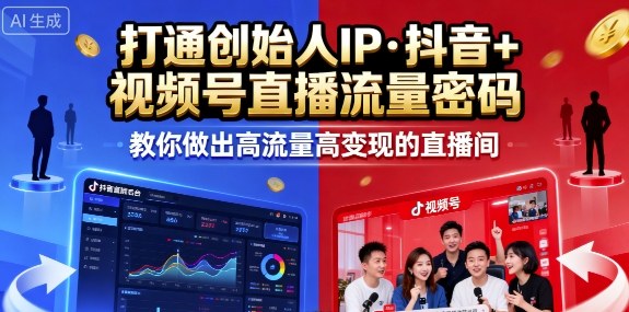 25年直播9-10两期线下课,打通创始人IP,抖音+视频号直播流量密码,教你做出高流量高变现的直播间-迦哆网创社