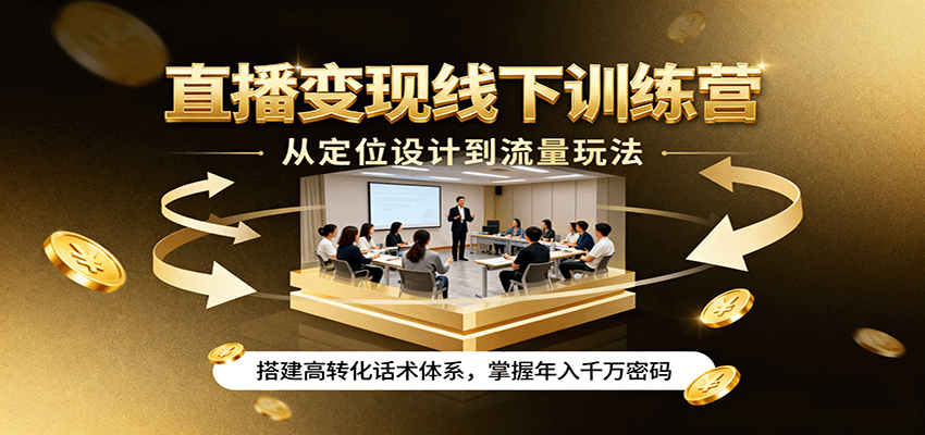 直播变现线下训练营,从定位设计到流量玩法,搭建高转化话术体系,掌握年入千万密码-迦哆网创社