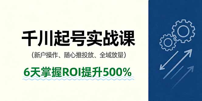 抖音千川起号实战课，新户操作,随心推投放,全域放量，6天掌握ROI提升500%-迦哆网创社