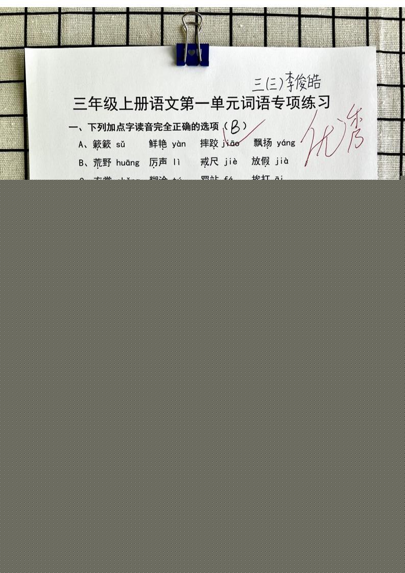 三年级上册语文第一单元词语专项答案-迦哆网创社