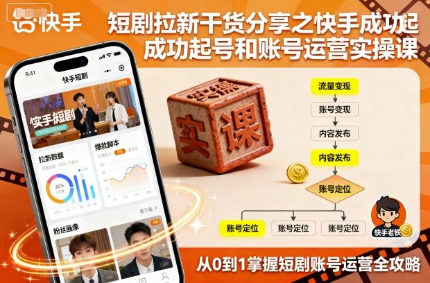 短剧拉新干货分享之快手成功起号和账号运营实操课-迦哆网创社