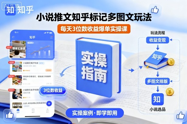 小说推文知乎标记多图文玩法，每天3位数收益爆单实操课-迦哆网创社