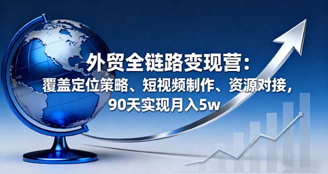 外贸全链路变现营：覆盖定位策略、短视频制作、资源对接，90天实现月入5w-迦哆网创社