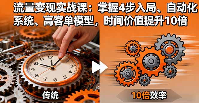 流量变现实战课：掌握4步入局、自动化系统、高客单模型，时间价值提升10倍-迦哆网创社