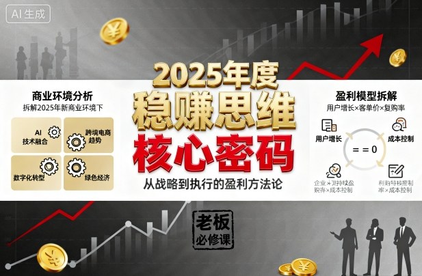 2025年度稳賺思维老板创业营,拆解2025年新商业环境下,企业实现持续盈利的核心密码-迦哆网创社