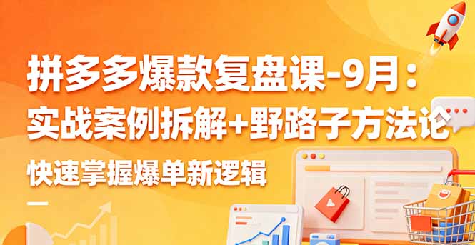 拼多多爆款复盘课-9月：实战案例拆解+野路子方法论，快速掌握爆单新逻辑-迦哆网创社