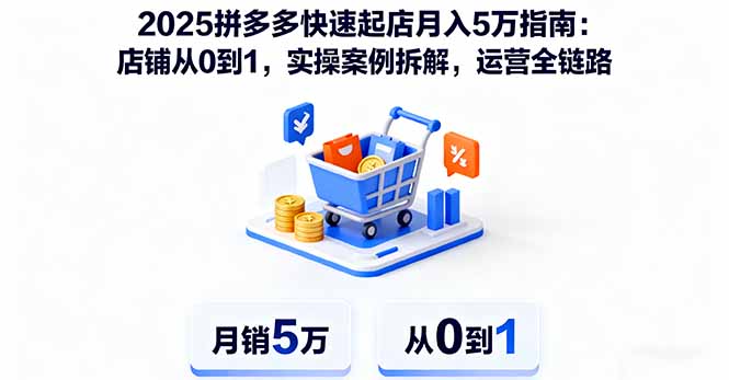 2025拼多多快速起店月入5万指南：店铺从0到1，实操案例拆解，运营全链路-迦哆网创社
