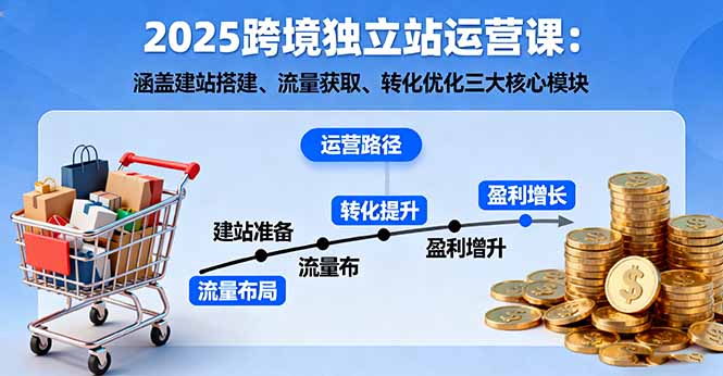 2025跨境独立站运营课:涵盖建站搭建、流量获取、转化优化三大核心模块-迦哆网创社