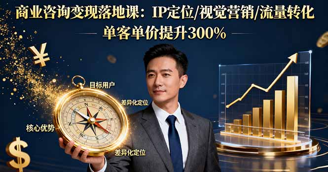 商业咨询变现落地课：IP定位/视觉营销/流量转化，单客单价提升300%-迦哆网创社