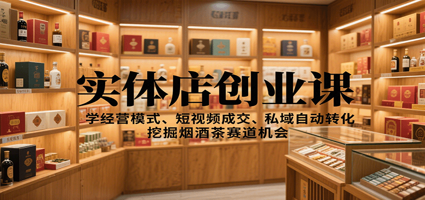 实体店创业课：学经营模式、短视频成交、私域自动转化，挖掘烟酒茶赛道机会-迦哆网创社