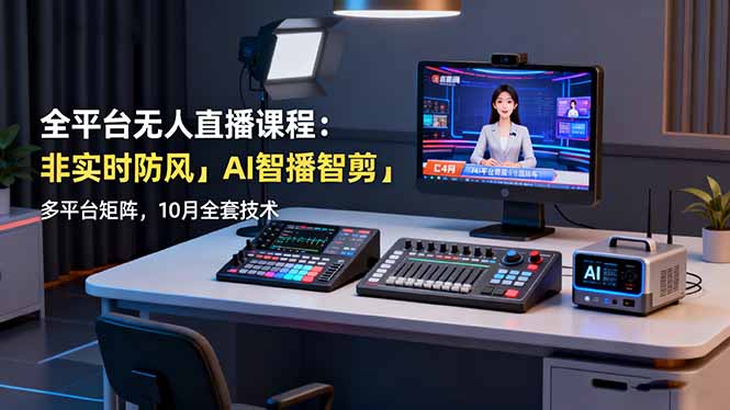 全平台无人直播课程：非实时防风＋AI智播智剪＋多平台矩阵，10月全套技术-迦哆网创社