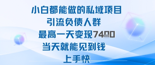 2025年小白都能做的私域项目引流负债人群最高一天变现1k+高变现难度低当天就能见到钱上手快-迦哆网创社