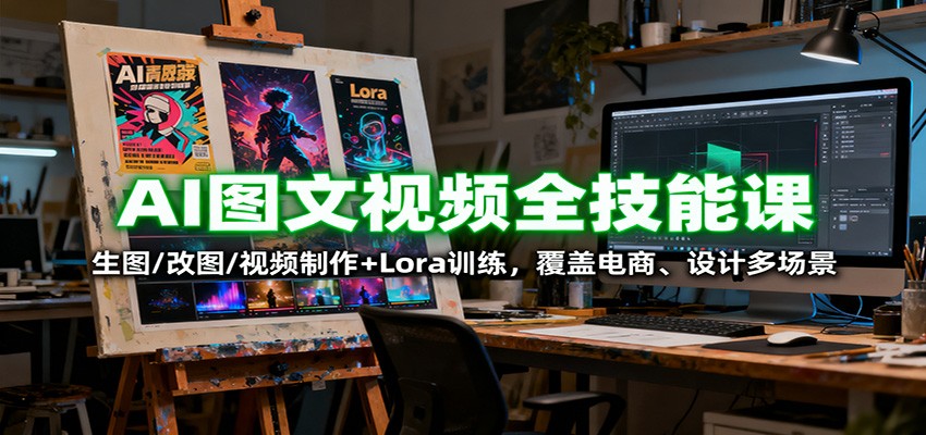 AI图文视频全技能课：生图/改图/视频制作+Lora训练，覆盖电商 、设计多场景-迦哆网创社