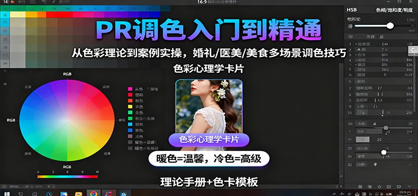 PR调色入门到精通：从色彩理论到案例实操，婚礼/医美/美食多场景调色技巧-迦哆网创社