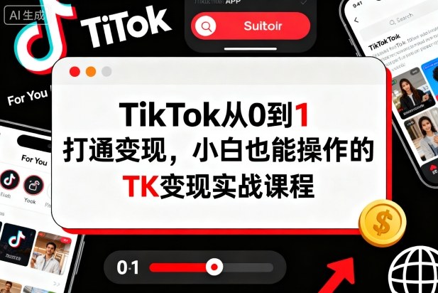 TikTok从0到1打通变现，小白也能操作的TK变现实战课程-迦哆网创社