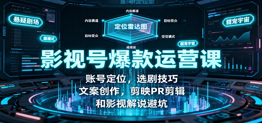影视号爆款运营课：账号定位，选剧技巧，文案创作，剪映PR剪辑和影视解说避坑-迦哆网创社