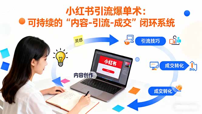 小红书引流爆单术：构建一套低成本 可持续的“内容-引流-成交”闭环系统-迦哆网创社
